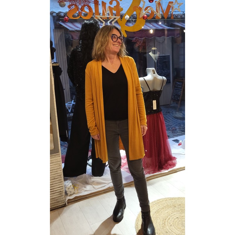 Gilet long tout doux